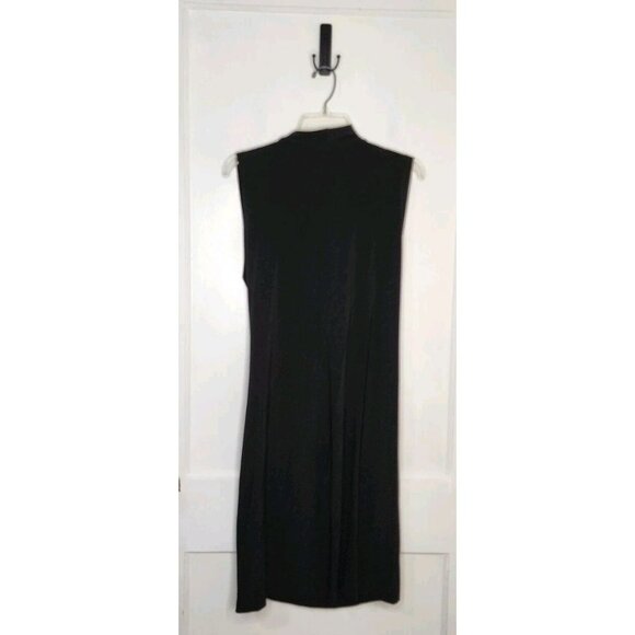 Norma Kamali Faux Wrap Ruched Knee Length Dress Black Size XL - Picture 2 of 5